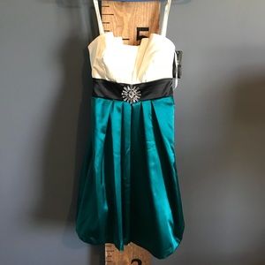 IZ Byer Teal Satin Dress